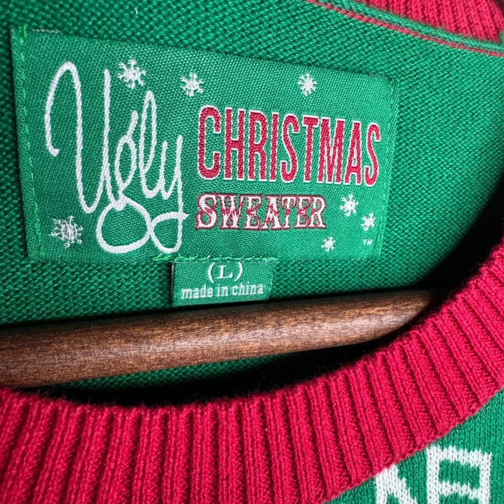 Ugly Christmas Sweater Beatles Abbey Road Elves Parody Green Mens Large L